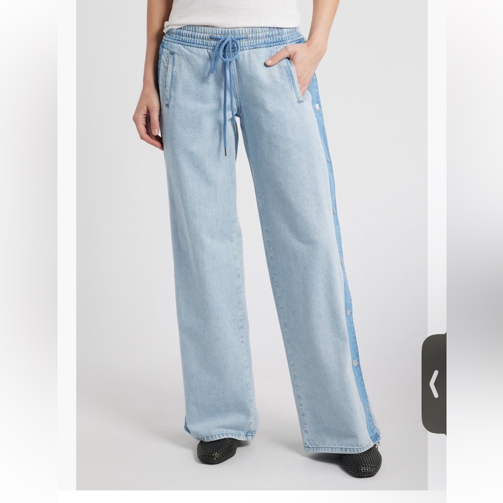 NWT PTCL Nordstrom Light Blue Side Snap Flare Jeans